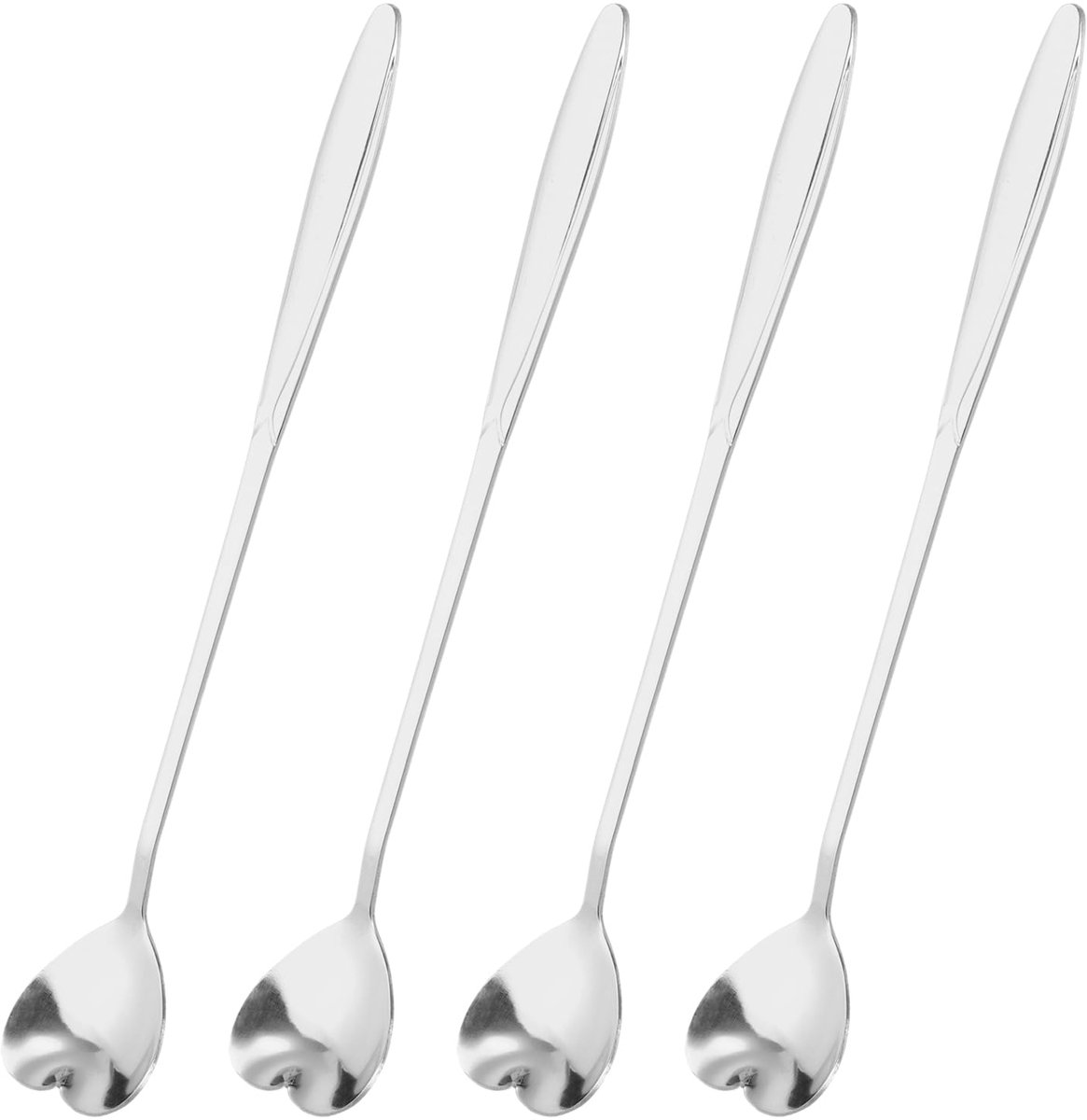 Ibenzoa® Set van vier elegante roestvrijstalen lepels met hartvormig ontwerp