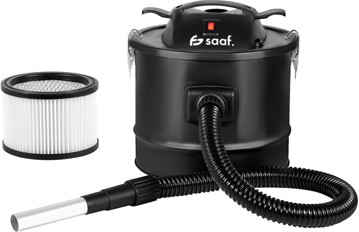 Aszuiger - 800W - 15L - met HEPA Filtersysteem - 4 meter Kabel - Aluminium Buis - Aszuiger Pelletkachel - Zwart - van Saaf