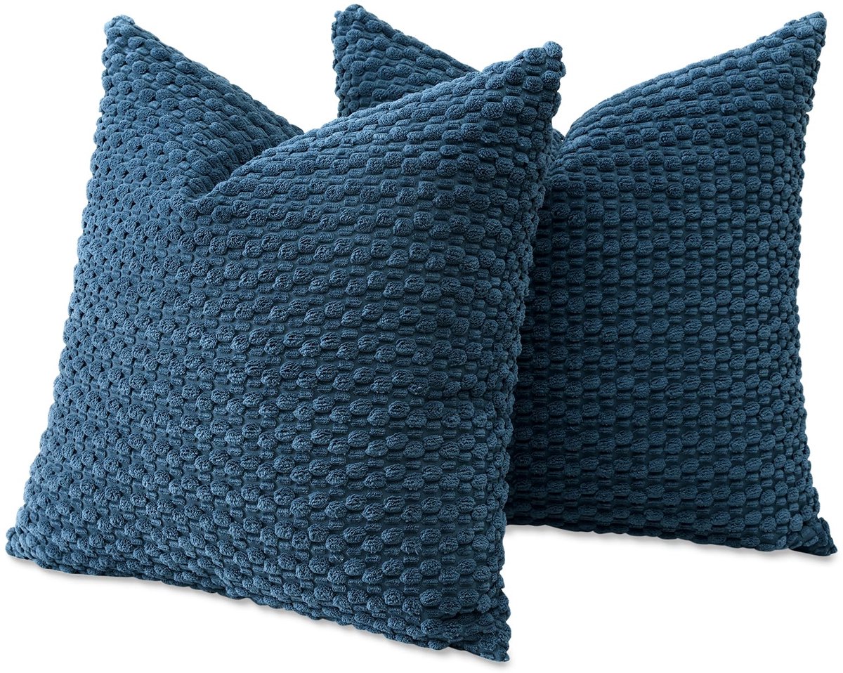 Ibenzoa Stijlvolle blauwe kussenslopen van zacht corduroy voor huisdecoratie