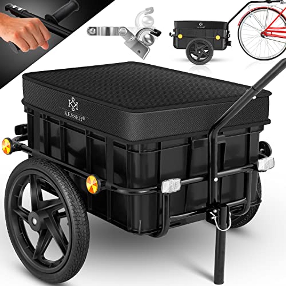 Fietsaanhanger met 70 Liter Transportbox - Handwagen voor Fiets