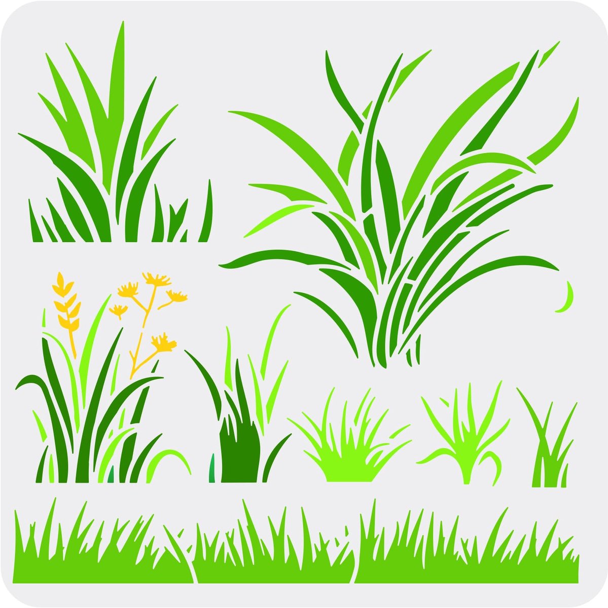 Grassjabloon voor schilderen, 30 x 30 cm, herbruikbaar rietgras, tekensjabloon, plastic lisdodde, schilderstencil, bladeren, planten, patroonsjabloon voor schilderen op houten meubels
