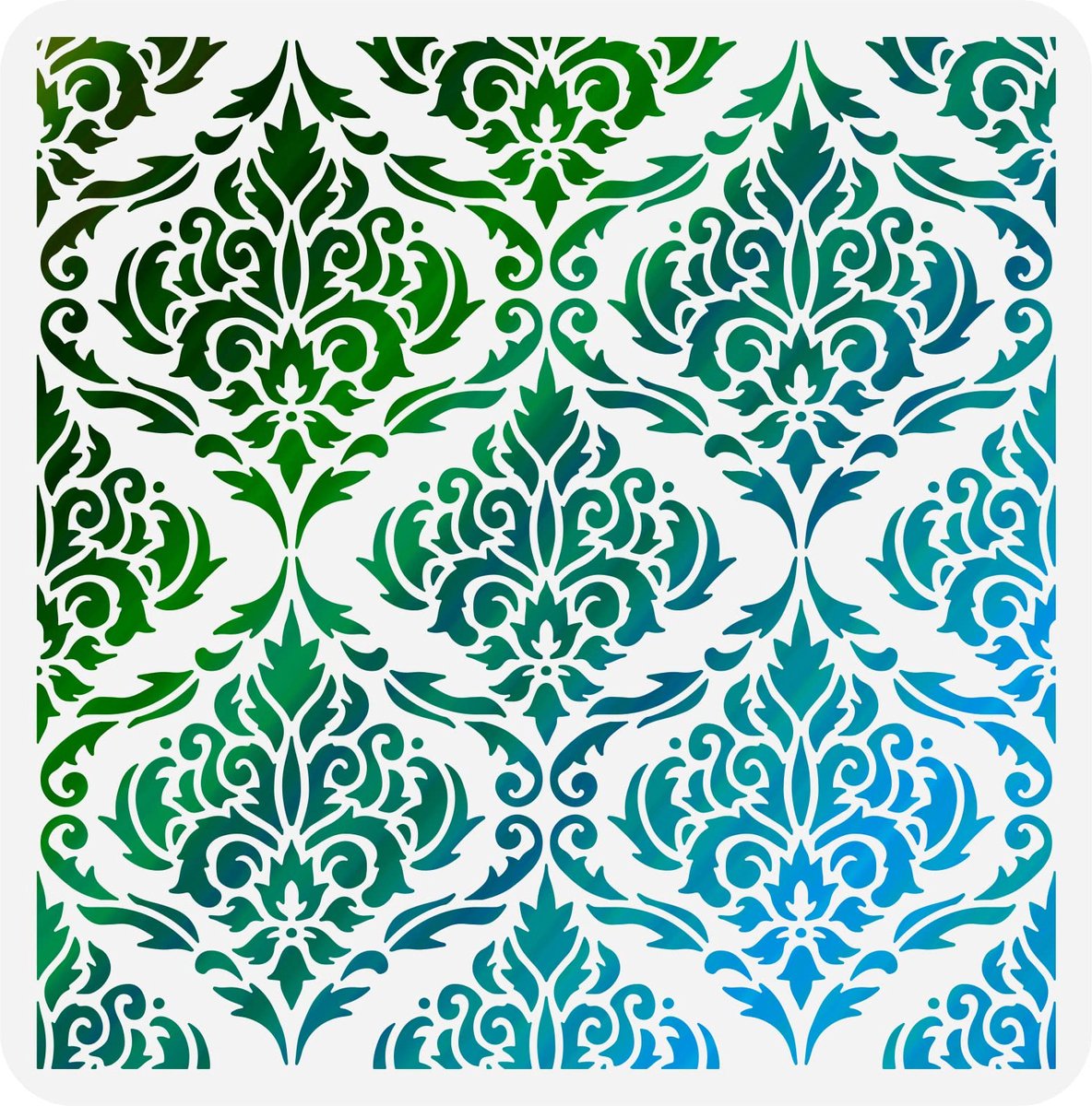 Damast Bloemen 30 x 30 cm Tegel Stencil Sjabloon Plastic Symmetrisch Bloemen Patroon Herbruikbare DIY Kunst en Ambacht Stencils voor Schilderen Vloeren Muren Meubeldecoratie