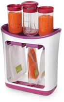 knijpstation babyvoedselmaker en zakjesvuller - Voedselpers - vult 3 herbruikbare zakjes tegelijk - eenvoudig te gebruiken - vaatwasserbestendig - essentieel voor het bereiden van zelfgemaakte babyvoeding - Wordt geleverd met 10 zakjes en flessendopp