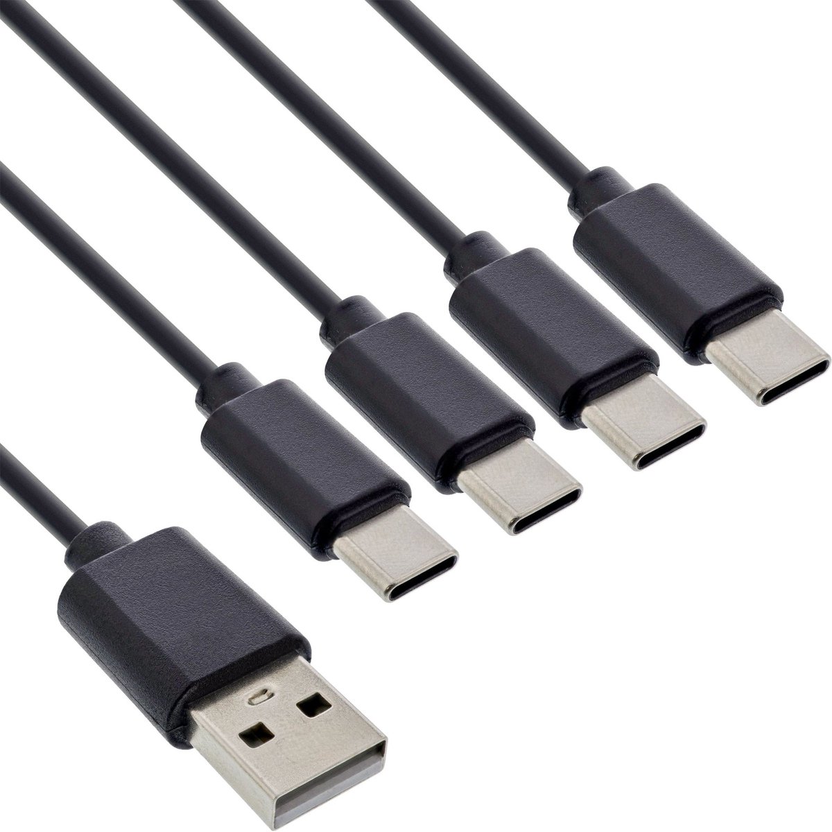 Image of USB-A naar 4x USB-C - 2,25 meter - Zwart