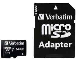 Verbatim microSDXC 64GB Class 10 incl Adapter