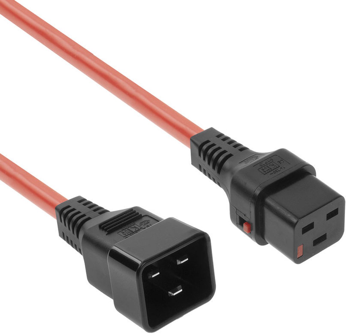 ACT Netsnoer C19 IEC Lock - C20 rood 3 m, PC1403 Ak5204