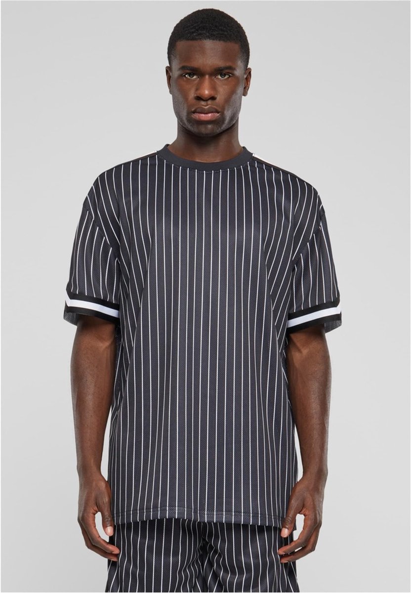 Urban Classics Oversized Striped Mesh Heren T-shirt XL Zwart
