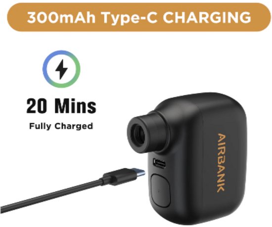 AIRBANK POCKET SE Mini Elektrische Fietspomp – Compact & Licht (93g) – USB-C Oplaadbaar – 100 PSI/6,9 bar – Draagbare Bandenpomp — afbeelding 3