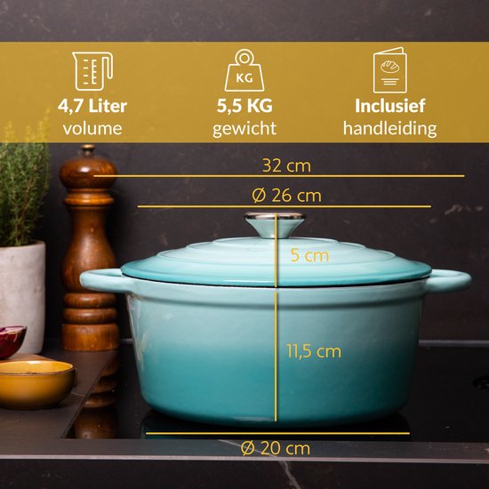 28 cm Emaille Gietijzeren Stoofpan met Deksel, Dutch Oven voor Alle Warmtebronnen en Inductie, Brood, Broodbakset, Accessoires, Rond, Rood, 5,7 L 28 cm Emaille Gietijzeren Stoofpan met Deksel, Dutch Oven voor Alle Warmtebronnen en Inductie, Brood, Broodbakset, Accessoires, Rond, Rood, 5,7 L