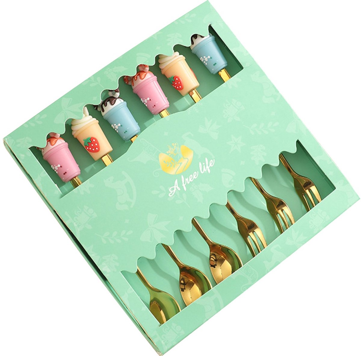 Bestek Cadeauset - 6-delig - Bubble Tea - trendy - cadeau - origineel - hip servies