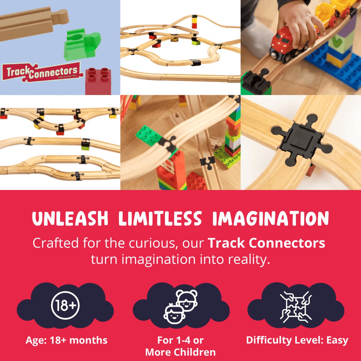 Builder Set Small - 12 Brio Adapters - Treinbaanonderdelen - Houten Treinbaan — afbeelding 8