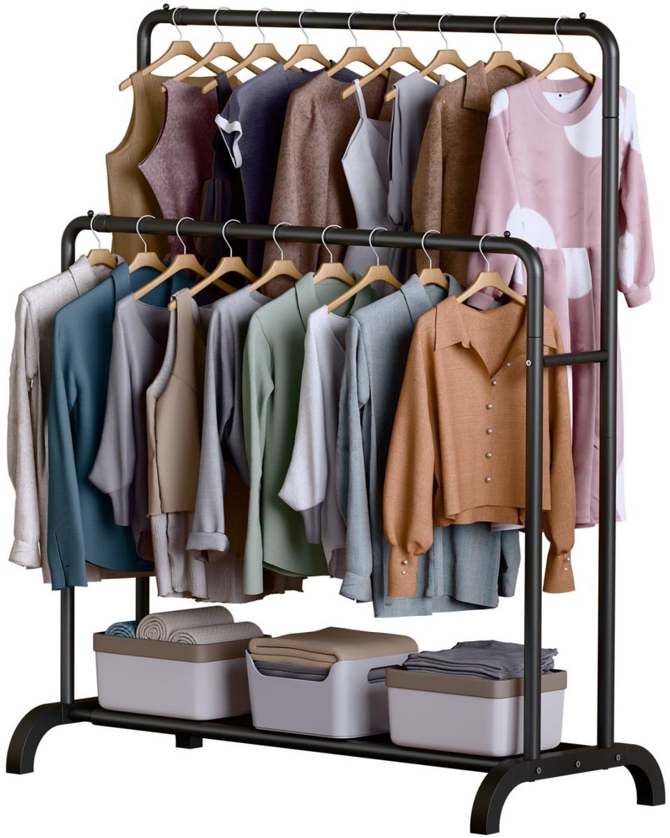 Azomor® Verstelbaar kledingrek met dubbele stang en schoenenrek voor diverse ruimtes