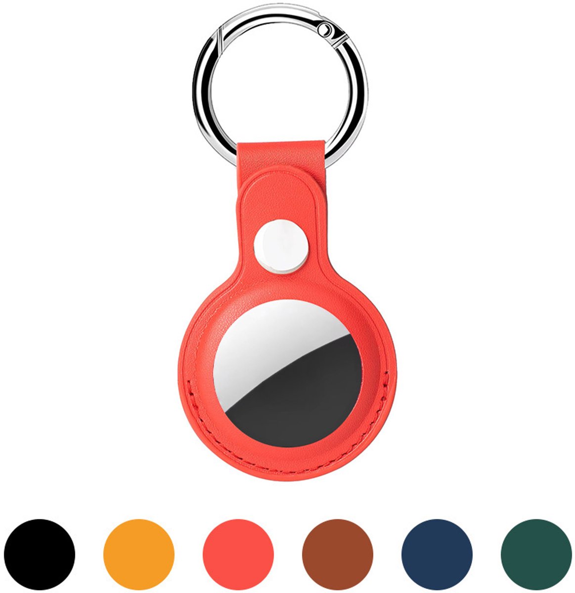 JUALL Sleutelhanger Geschikt voor Apple AirTag - PU Leren Hoesje & Houder - Rood