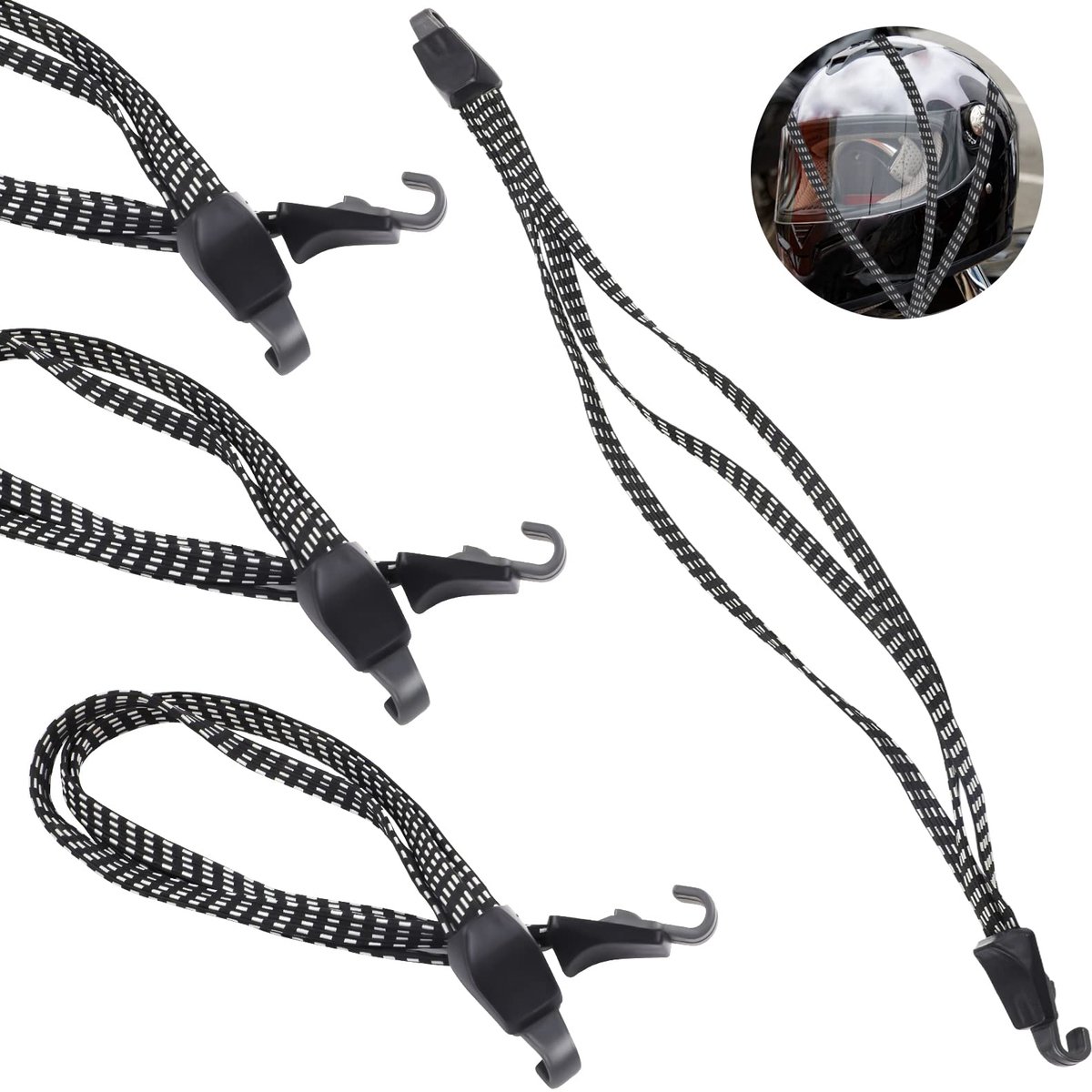 4 Bagagespanners - 3-in-1 Elastische Expanders met Haken voor Fiets