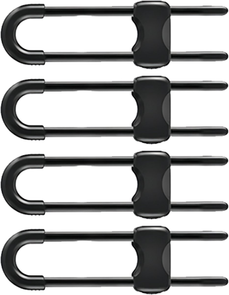 Image of 4 Stuks - Kinderslot kastjes - Kinderveilige Kastsloten - Kinderveiligheid Kastdeuren - 18.5*5.6*1.4 cm - zwart - Veiligheidsslot - ABS - Verstelbaar U-vormig slot