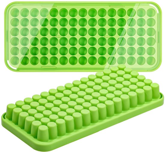 Mini-ijsblokjesvormen Voor De Vriezer, 4 Stuks, Kleine Ijsblokjesvormen Met Deksel En Vuilnisemmer 104 X 4 Stuks Gemalen Ijsblokjesvormen Eenvoudig Te Verwijderen