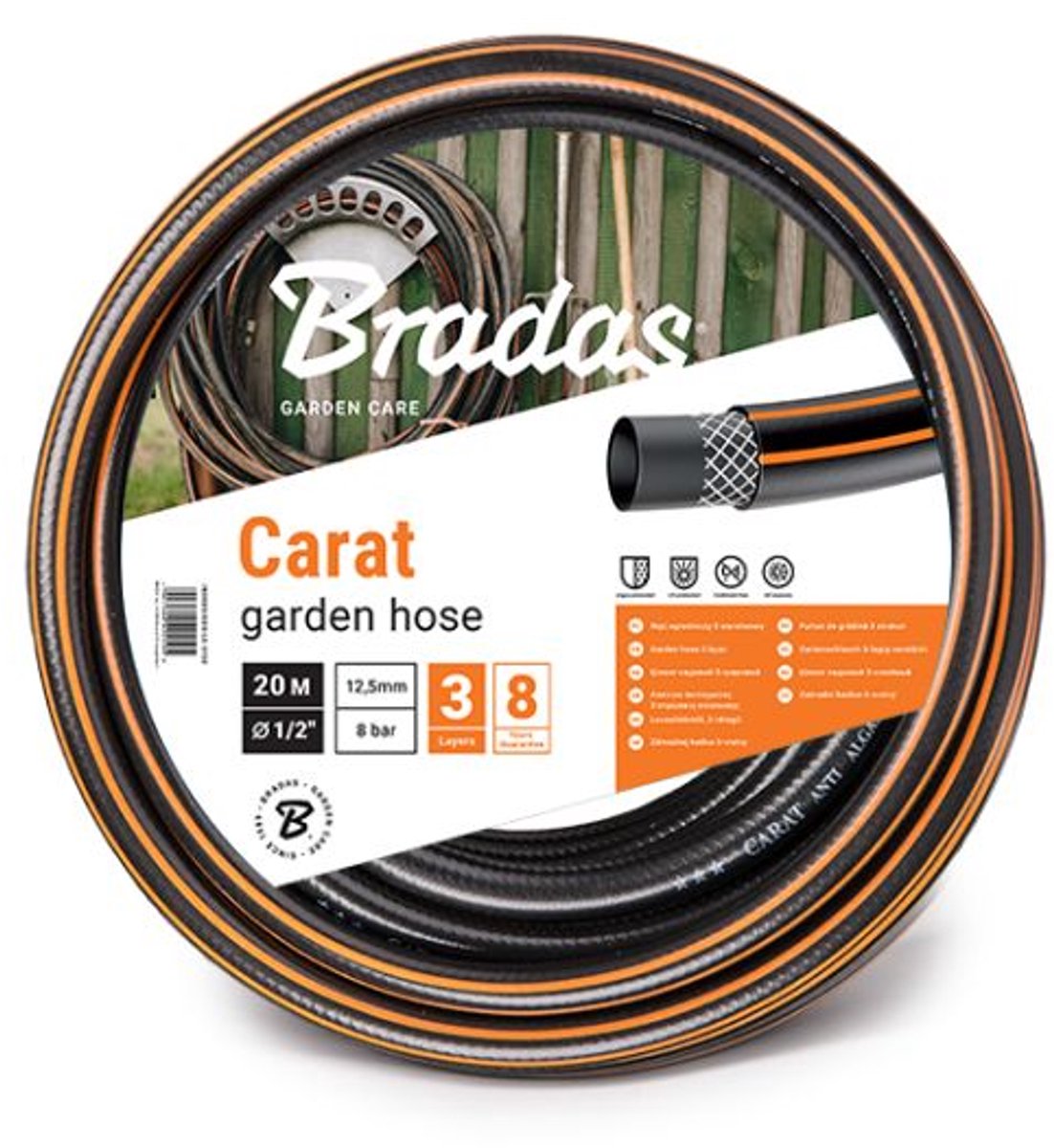 Bradas WFC1/230 tuinslang Carat 1/2 inch, 30 m, zwart