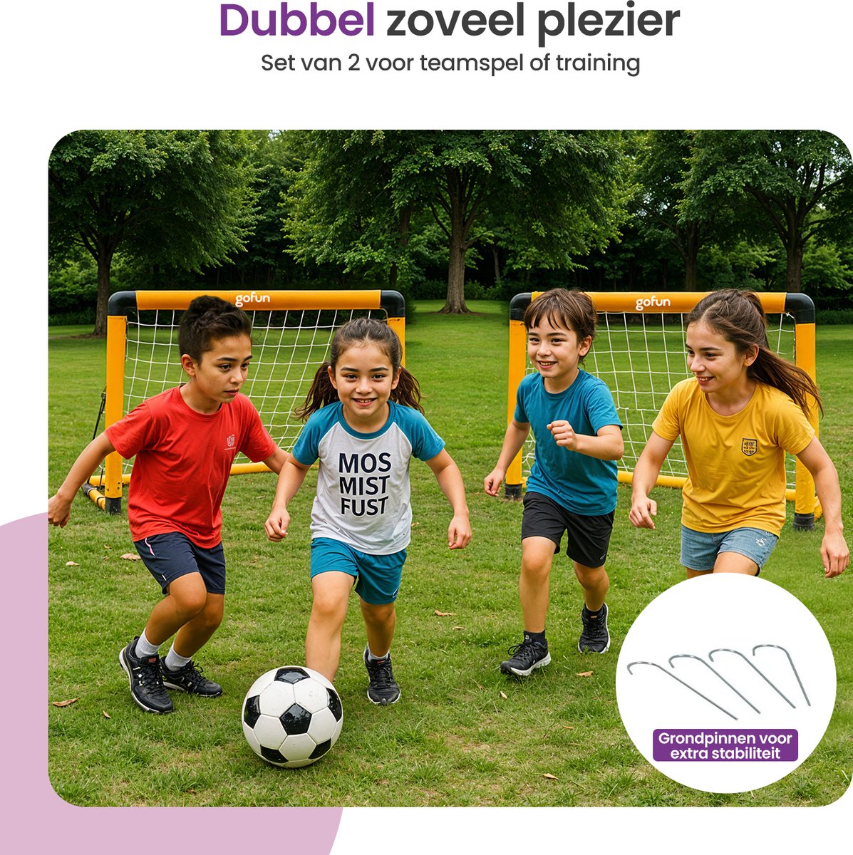 Gofun Voetbaldoel set van 2 – Voetbaldoeltjes – Voetbalgoal – Voetbalgoals voor kinderen – Opvouwbaar – 90 x 60 x 60 cm – Zwart/Oranje — afbeelding 6