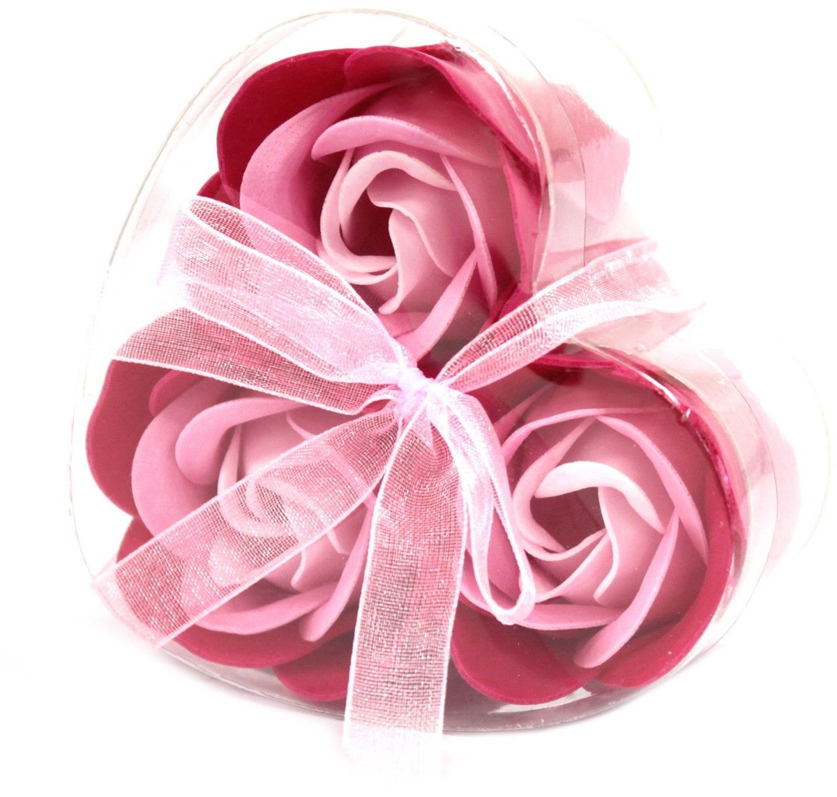 Set van 3 Zeepbloem Hartdoos - Roze Rozen