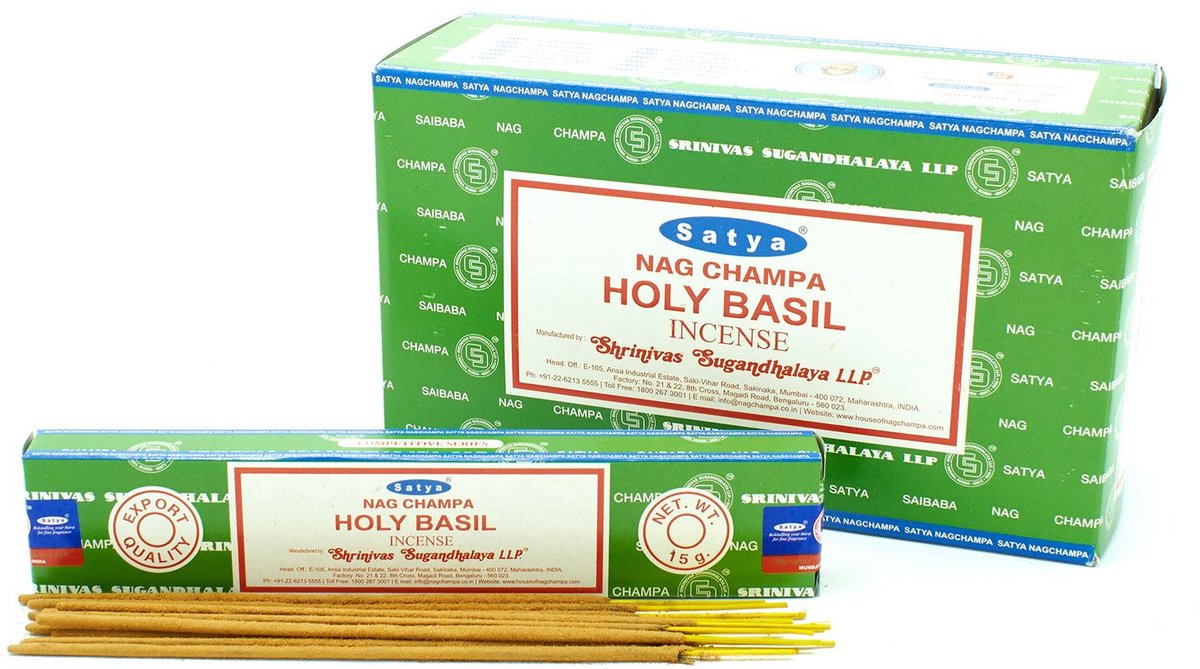 Ancient Wisdom Satya - holy basil - wierook - basilicum - doos 12 pakjes van 15 gram