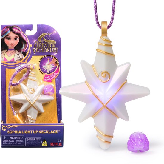Foto: Unicorn academy sophia s lichtgevende halsketting en glitterring voor rollenspellen en verkleden poppen en eenhoornspeelgoed