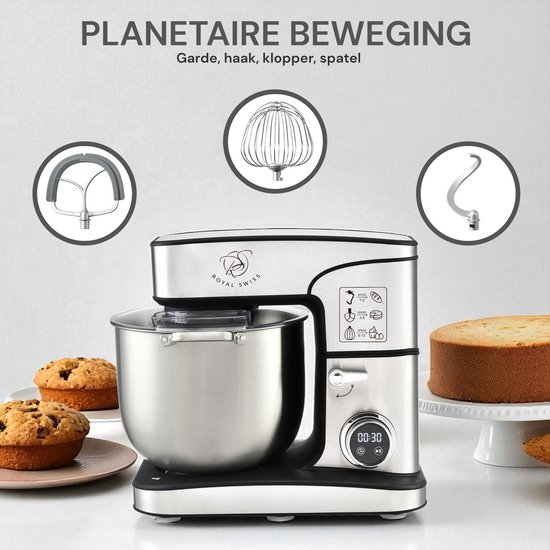 Keukenmachine - Keukenrobot XXL - 16L 2800W - RVS Mengkom - 12 Snelheden - Royal Swiss® SC-616DE van Royal Swiss — afbeelding 2