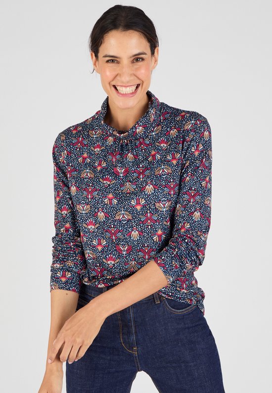 Damart - T-shirt en jersey chaud à col rond - Femme - Blauw - XL