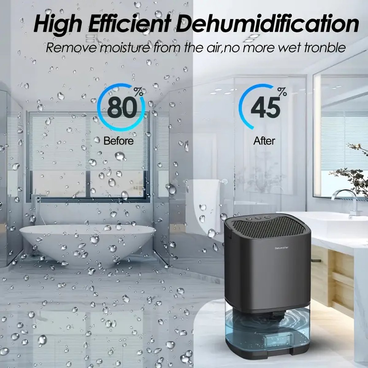 Luchtontvochtiger & Luchtreiniger – Elektrische Vochtvreter – Voor Binnen, Badkamer, Slaapkamer & Kelder – Wit thumbnail 5