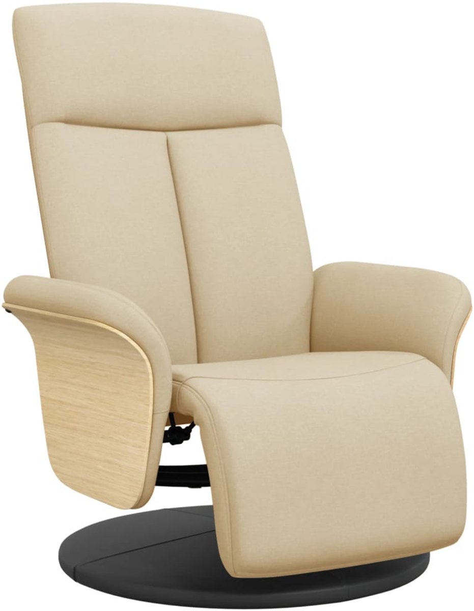 vidaXL Fauteuil - verstelbaar - met - voetensteun - stof - crèmekleurig