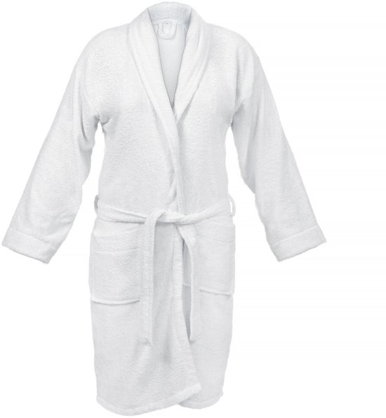 DoubleLife Badjas - 100% Katoen, waarvan 50% Gerecyclede Katoen - GRS Gecertificeerd - Maat S - Bright White