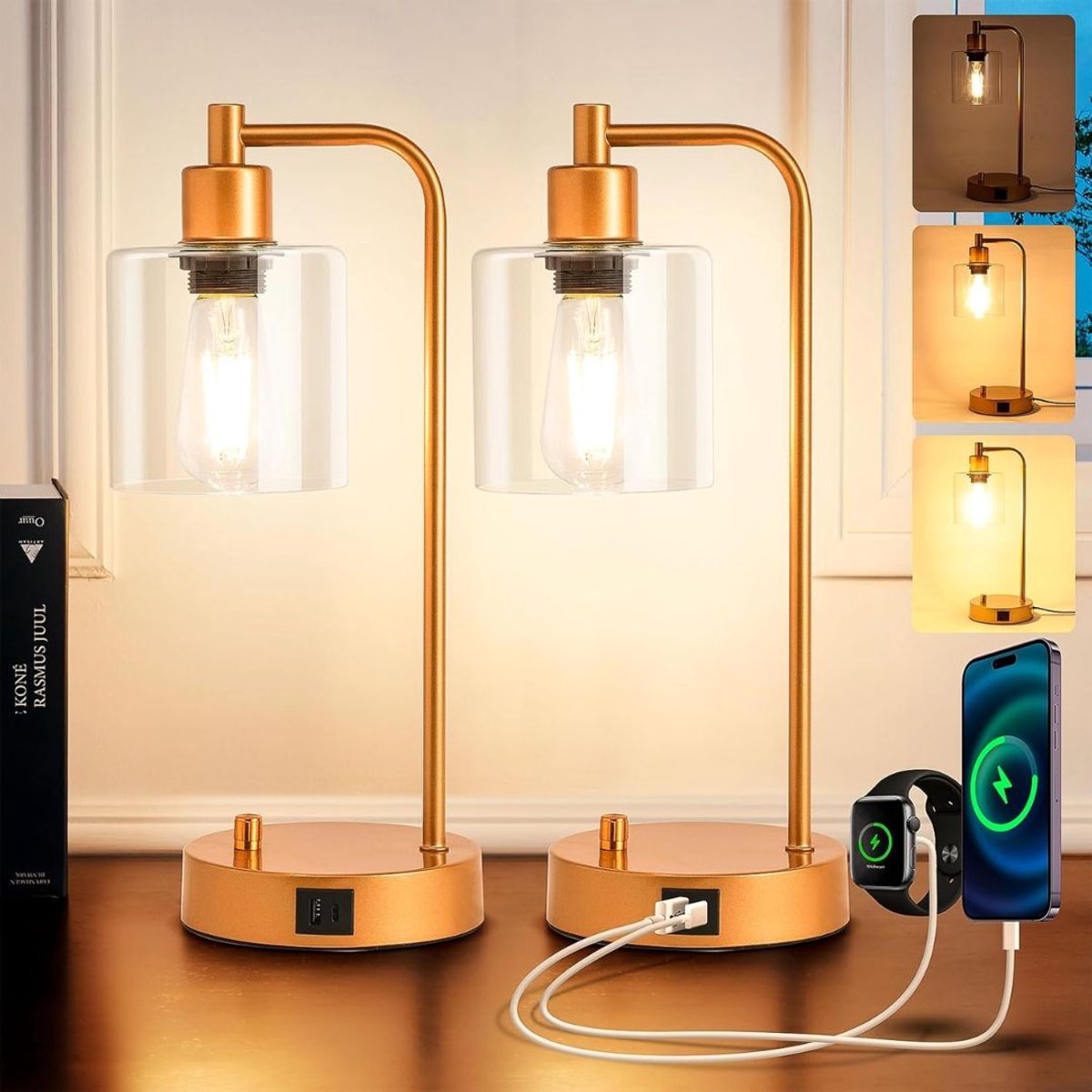 MKSS® Bedlampjes Hoofdbord - Leeslampjes - Bedlamp Slaapkamer Volwassenen - 2 Stuks - Goud