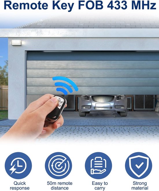 4 stuks universele garagedeur-afstandsbediening, 433 MHz afstandsbediening voor klonen, garagedeuropener, afstandsbediening, voor schakelaarlicht, garagedeur, rolluikschakelaar