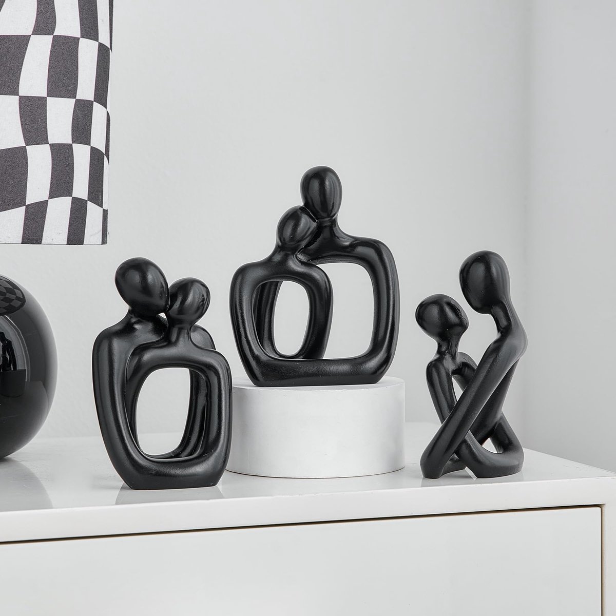Azomor® Abstracte zwarte sculpturen voor romantische decoratie in huis en kantoor
