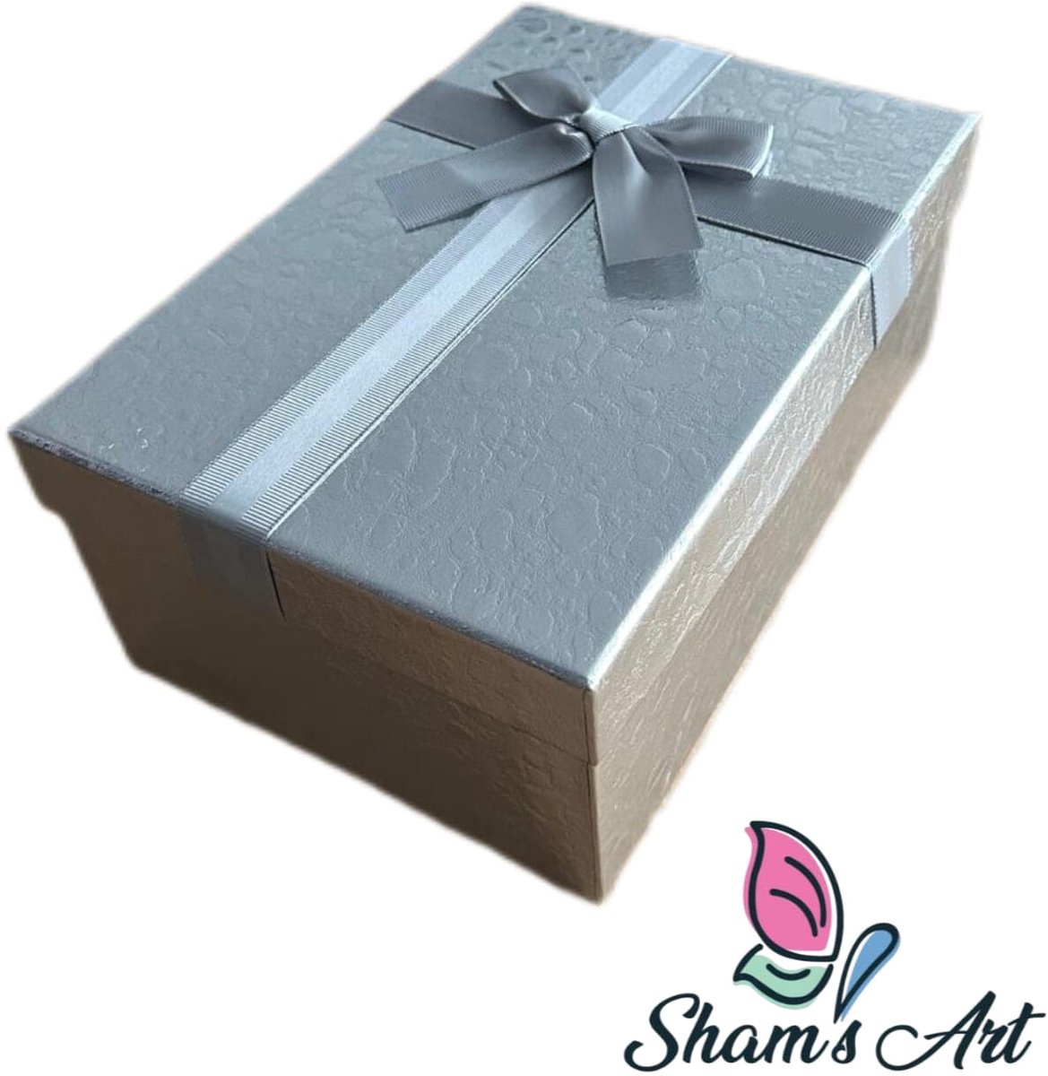 Luxe Doos met deksel - Zilver - S: 19*12*6cm - Cadeaudoos - Geschenkdoos met Lintje