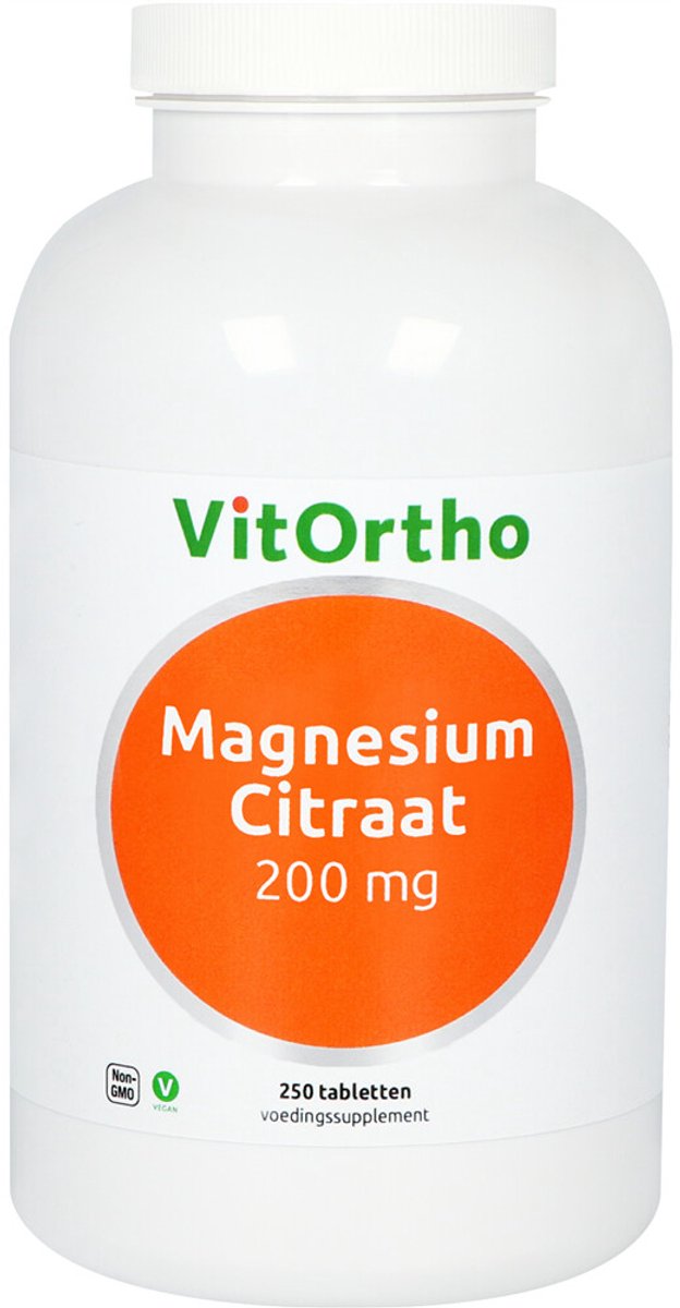 Vitortho - Magnesium Citraat 200 mg - 2 x 250 tabletten - Voordeelverpakking