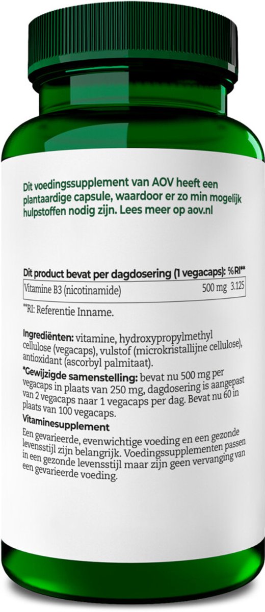 AOV - 211 Nicotinamide (500 mg) - 2 x 60 vegacapsules - Voordeelverpakking