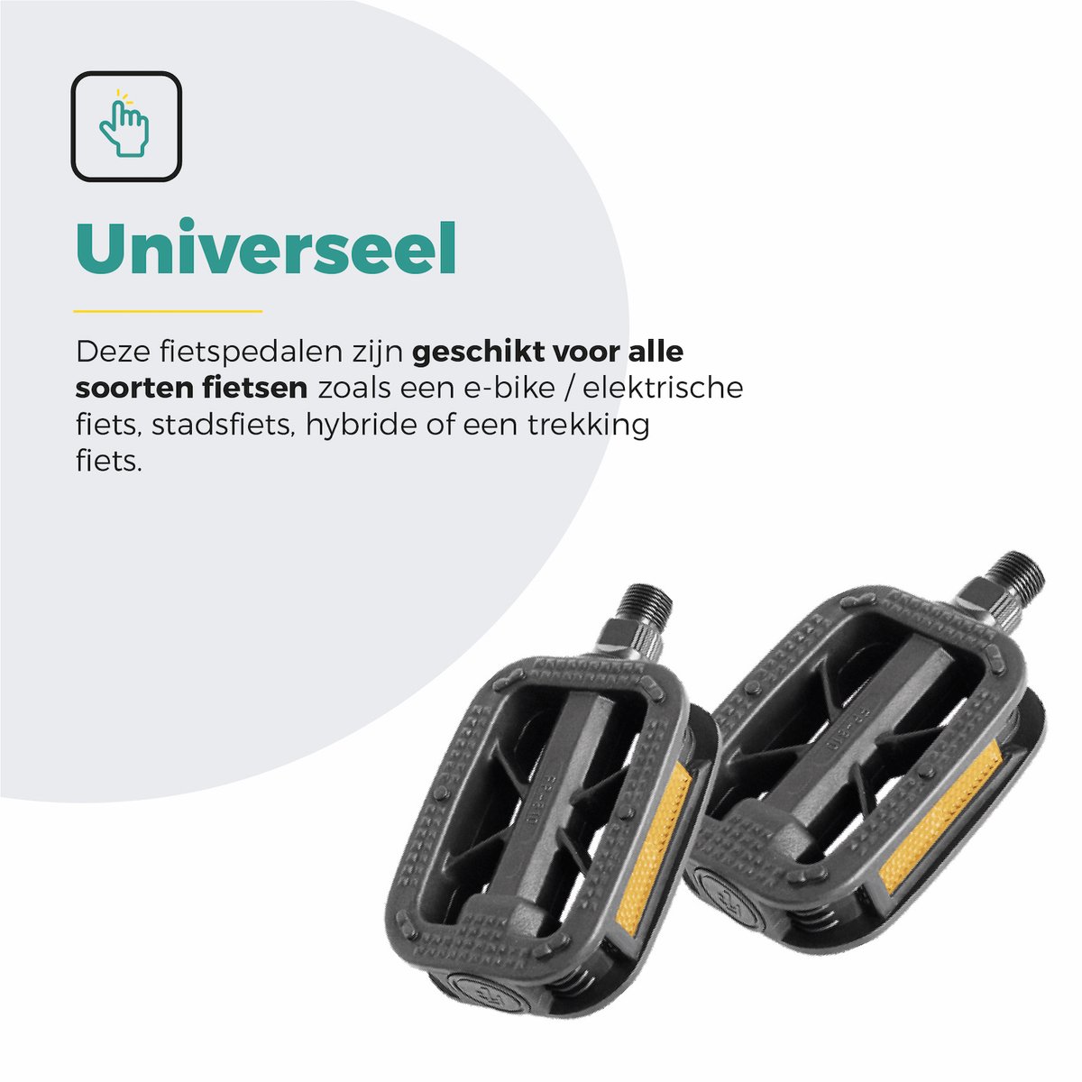 Voltano Antislip E-bike Fietspedalen 421125 Zwart - Universeel - Reflectoren- Trappers Fiets – foto 3