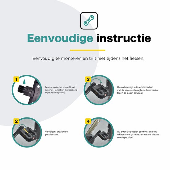 Voltano Antislip E-bike Fietspedalen 421165 Zwart - Universeel - Reflectoren - Trappers Fiets van Voltano — afbeelding 4