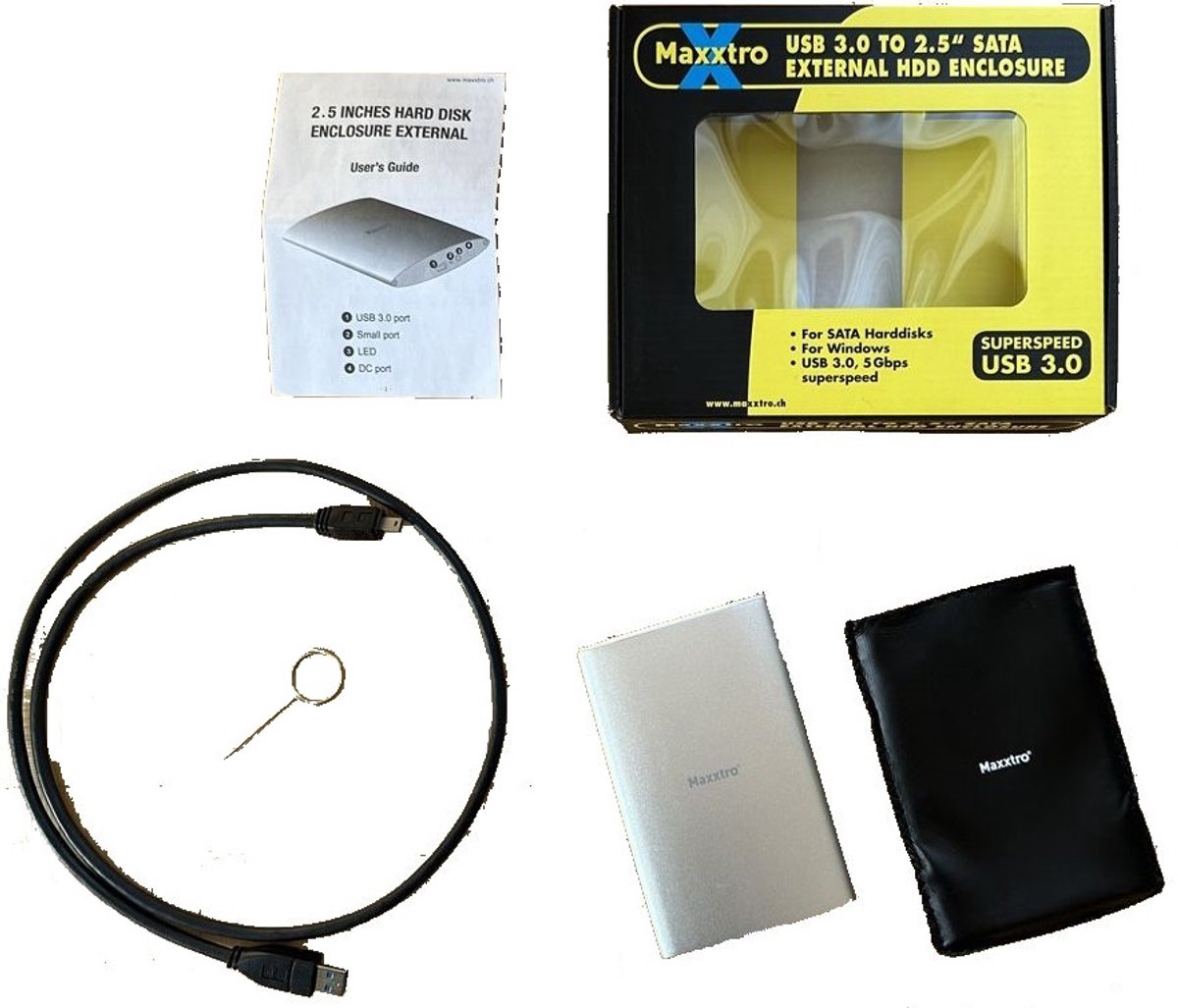 Maxxtro Externe harde schijf Behuizing. USB 3 / 2,5" Sata HDD