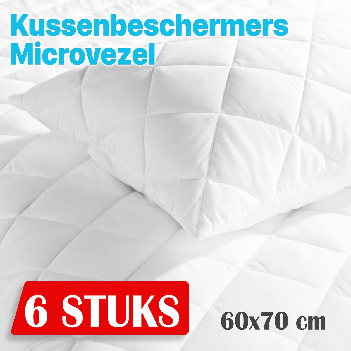 6x Kussenbeschermer Microvezel Wit/Creme - 60x70 - Antibacteriëel Kussenbeschermer - Kusse