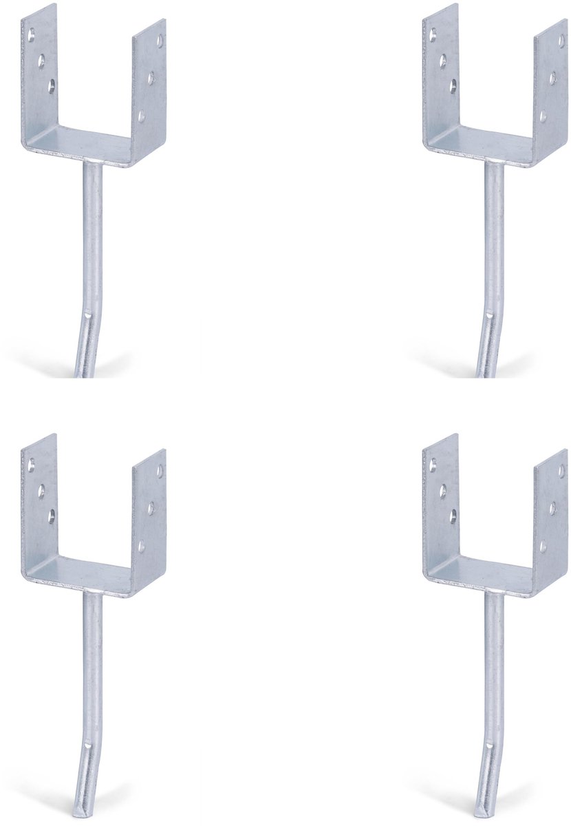 Alberts 4 x U-paaldrager mit Rundstahl-betonanker, 91x104 mm, betonanker 200 mm, thermisch verzinkt, voor inbetonneren