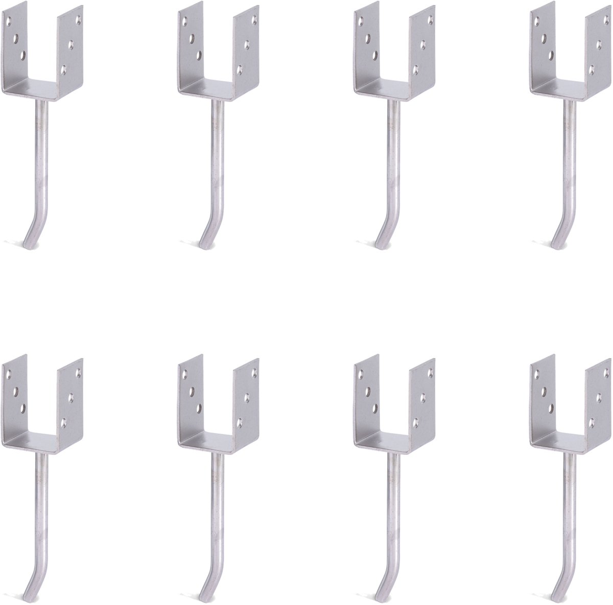 Alberts 8 x U-paaldrager mit Rundstahl-betonanker, 71x104 mm, betonanker 200 mm, thermisch verzinkt, voor inbetonneren