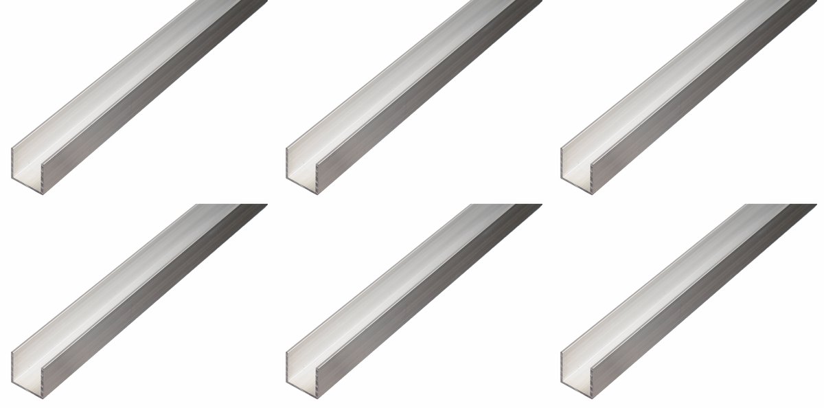 Alberts 6 x BA-Profil, U-Form, aluminium, naturel, 6 x 6 x 6 x 1 mm, lengte 1 m