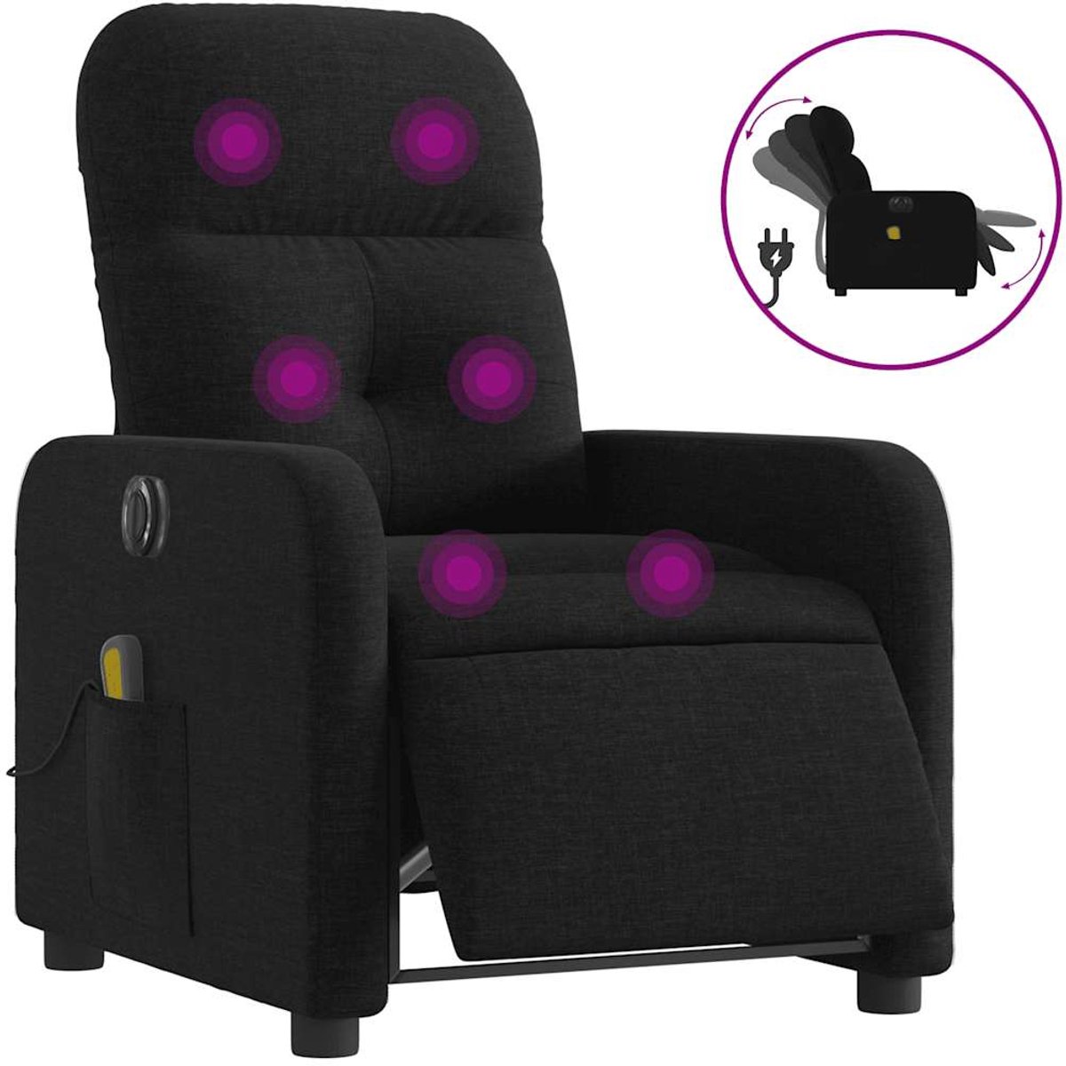 vidaXL Massagestoel - elektrisch - verstelbaar - stof - zwart