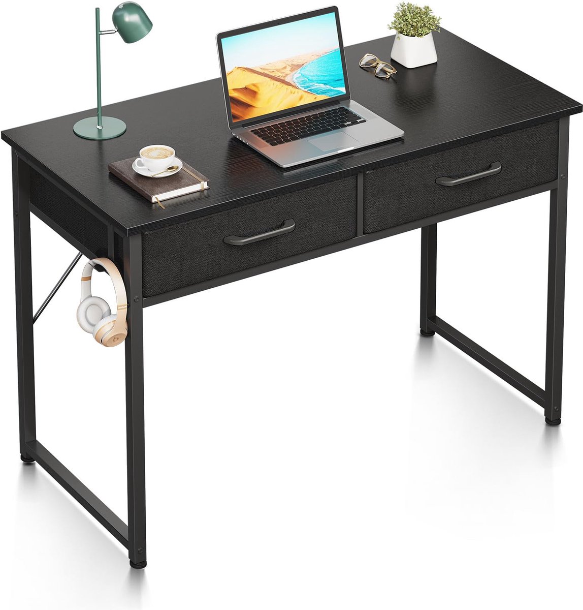 Ibenzoa® Compact bureau met lades en koptelefoonhouder voor multifunctioneel gebruik