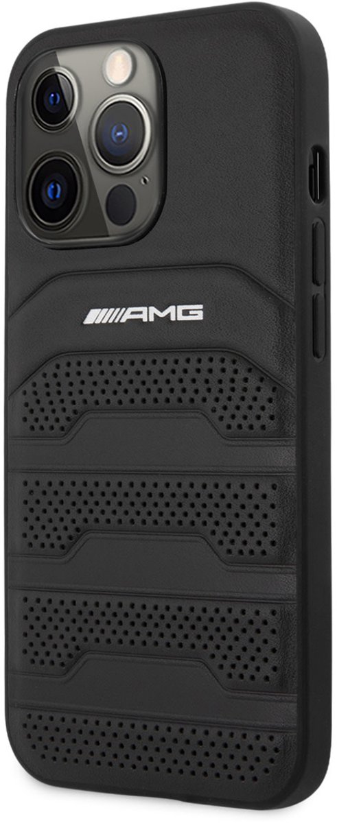 Mercedes-Benz AMG Perforated Back Case - Geschikt voor Apple iPhone 14 Pro (6.1") - Zwart