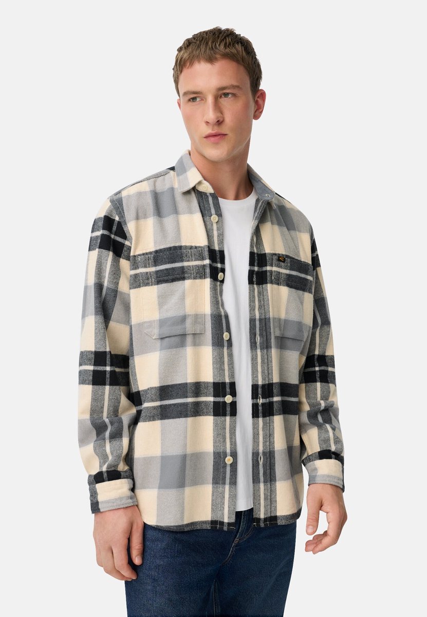 camel active Flanellen overhemd met contrastdetails en borstzakken - Maat menswear-3XL - Marineblauw