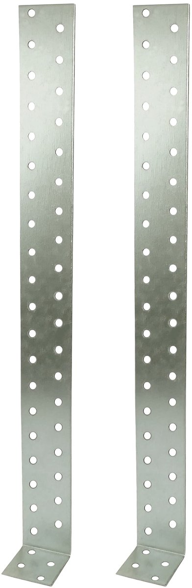 C58839 - Set van 2 Houtanker-Plateau's 400x40x40x2 mm - 43 Gaten - Zink Gecoat Z275 - Zilver