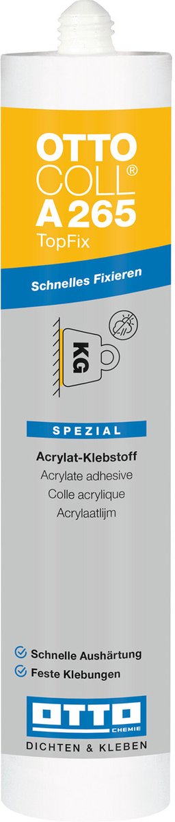 Ottocoll A265 TopFix acrylaatlijm - parelwit - ultrasnel voor montage binnen in hout en kunststof