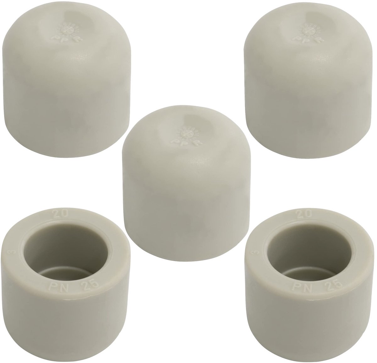 C66832 - Set van 5 PPR Polypropyleen Stoppers - Ã˜ 20 mm PN25 voor Waterleidingen